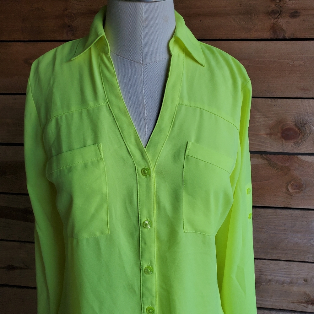 🤏 EXPRESS Highlighter yellow button up - image 5